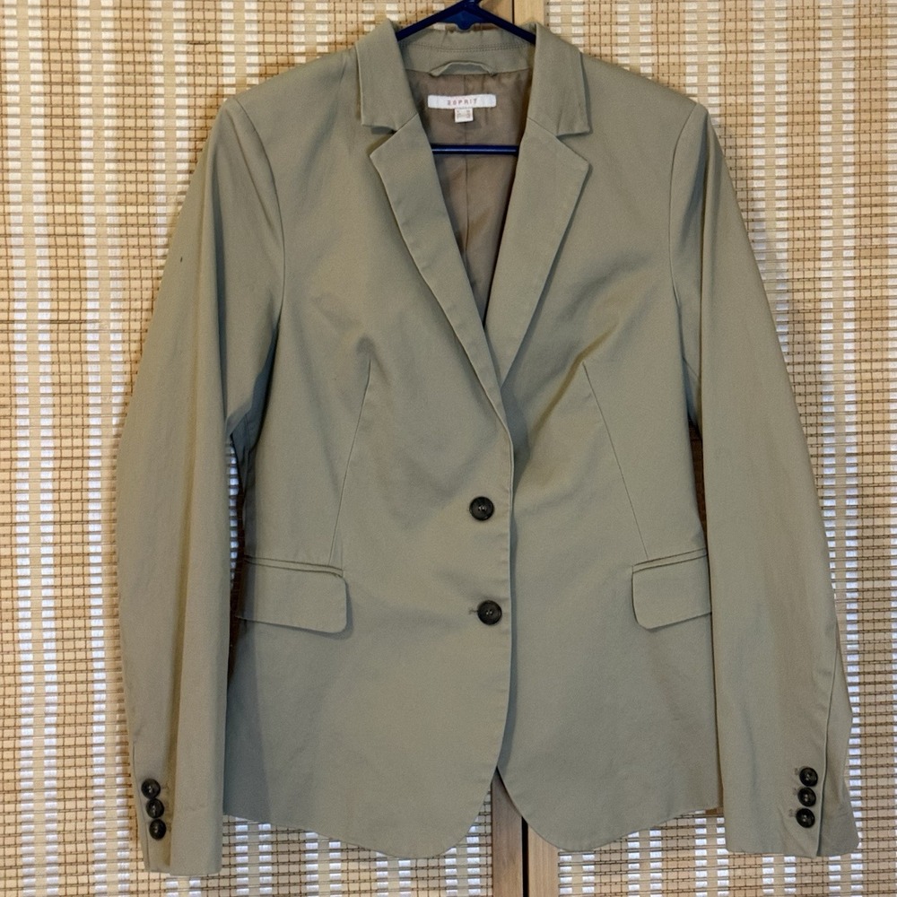 Esprit‎ Womens 8 Blazer 2 Button Tan Pockets Lined Preppy Career Casual Vintage